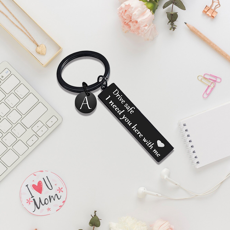 Drive safe black keychain