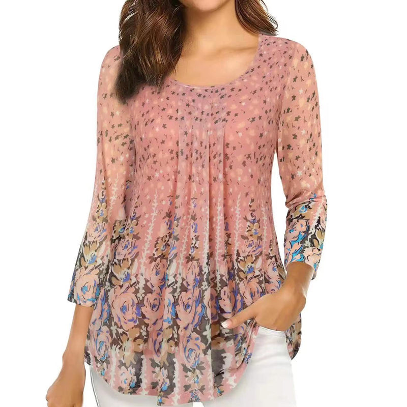 Floral Print Long Sleeve Casual Blouse