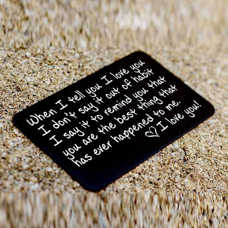 "I LOVE YOU" Engraved Metal Wallet Card