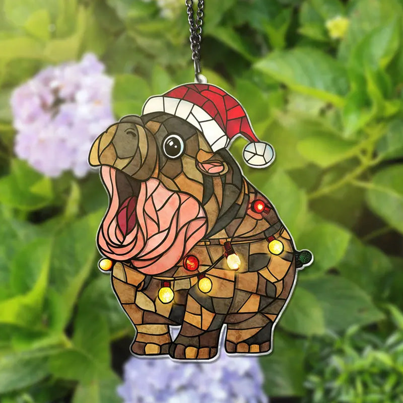 Stained glass hippopotamus ornament