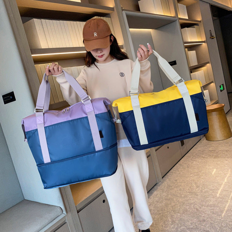 Contrasting Color Large Capacity Travel Bag