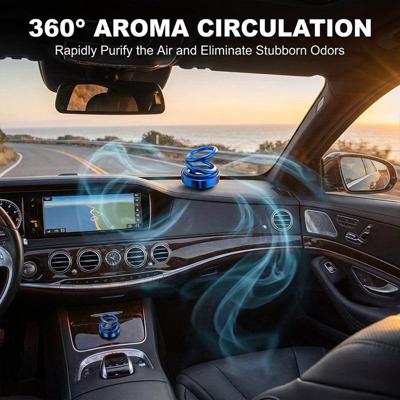 Solar-Powered Dual-Ring Rotating Car Aroma Diffuser