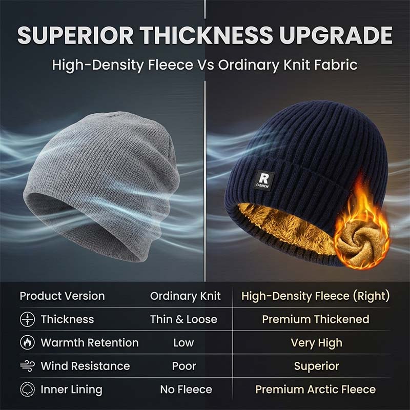 Fleece-lined knit hat for men