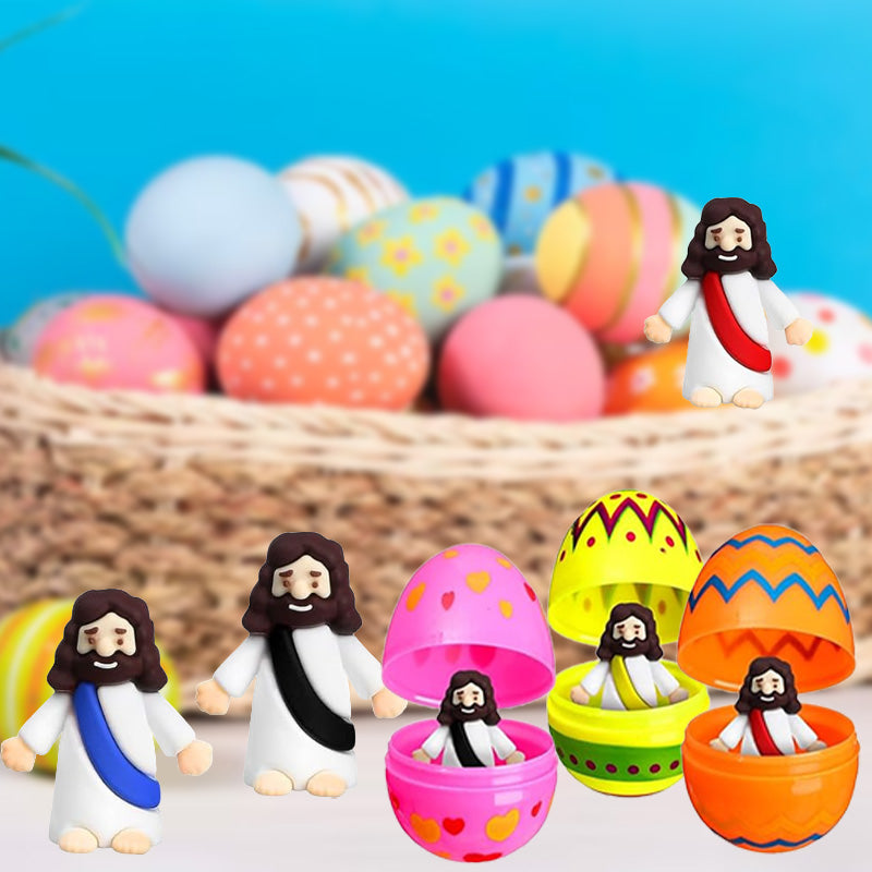 Easter Eggs with Jesus Figurine