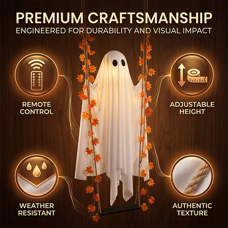 LED Light-Up Swinging Ghost Halloween Decoration