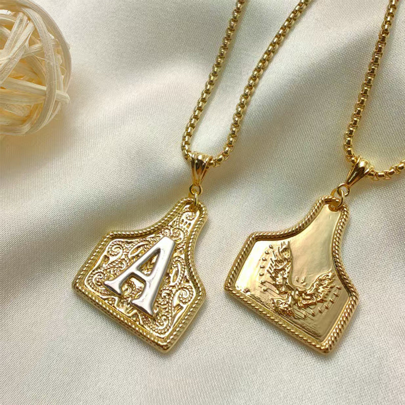 Cow Tag Initial Necklace
