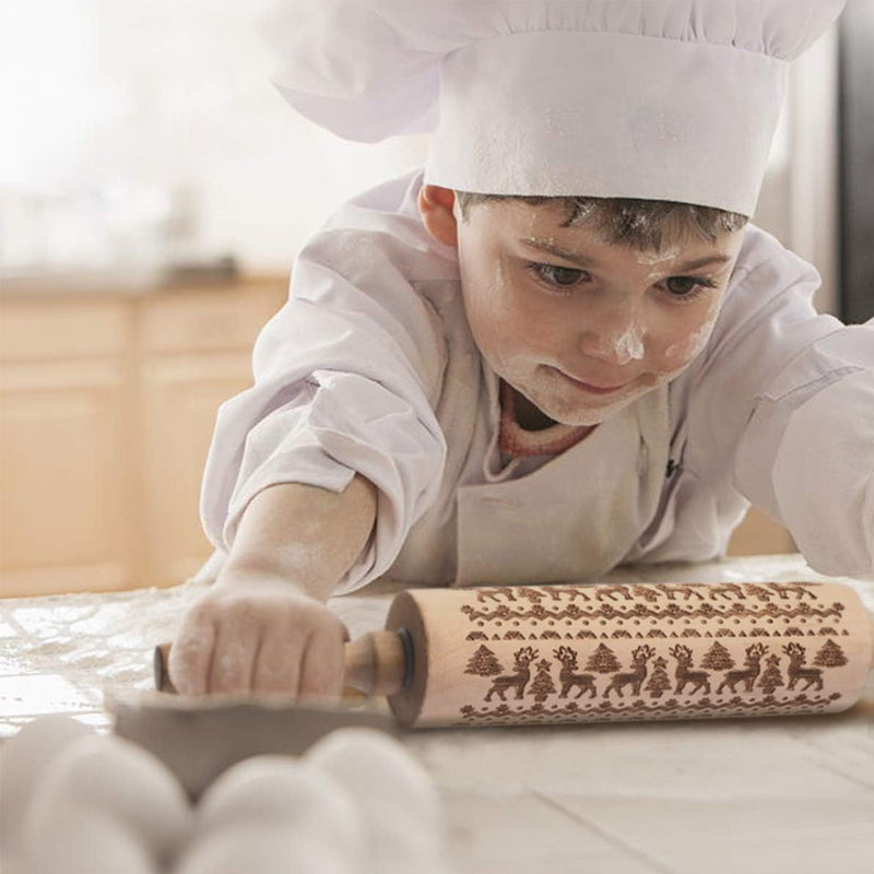 Carved beech wood rolling pin