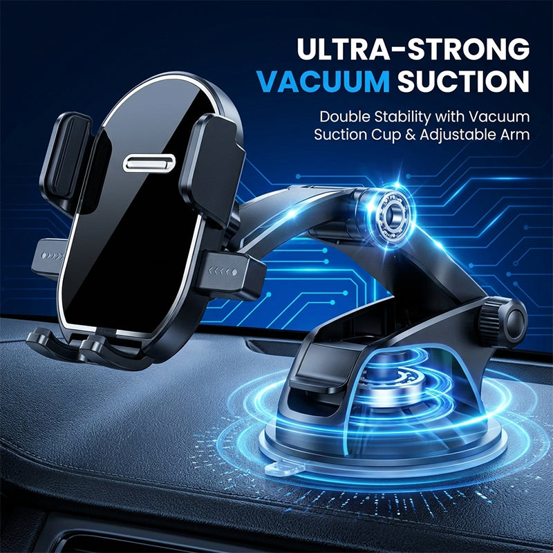 Gravity-linkage suction cup phone holder