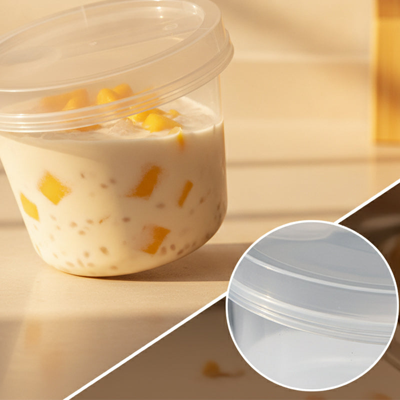 Clear Dessert Cups with Lids & Spoons
