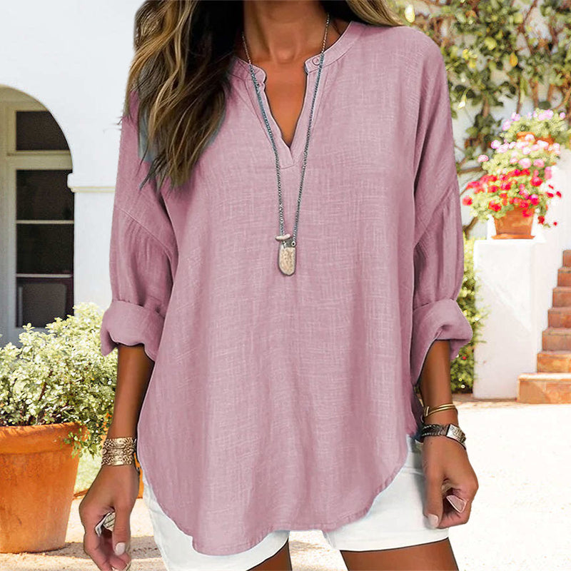 Solid Color Long Sleeve Casual Shirt Blouse