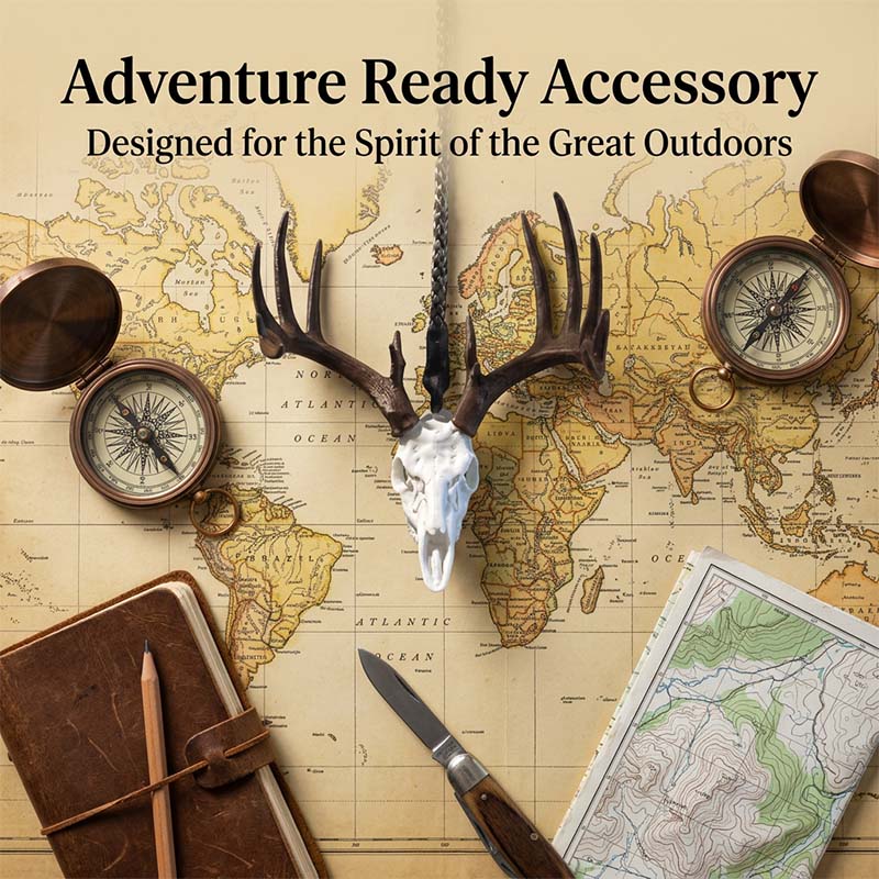 Whitetail Deer Skull Rearview Mirror Hanger
