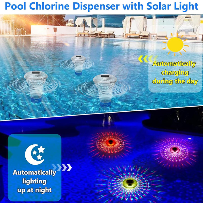 ✨Solar Pool Chlorine Floater with Colorful Lights✨