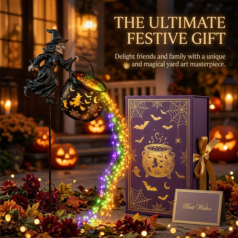 Halloween Witch Cauldron Garden Light
