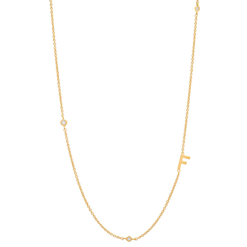 Initial Bezel Diamond Necklace