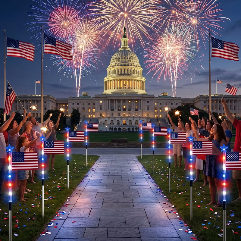 Outdoor Independence Day Decorative Light Post