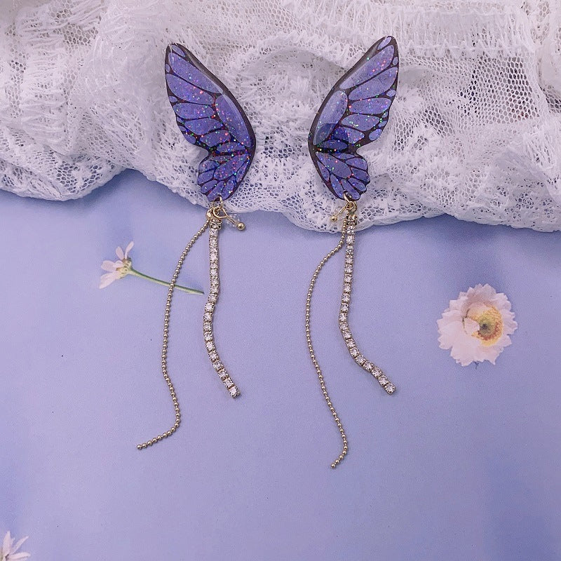 Glittery Butterfly Drop Earrings