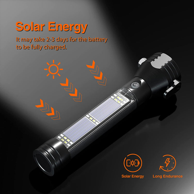 Solar Power Multi-Function Tactical Flashligh