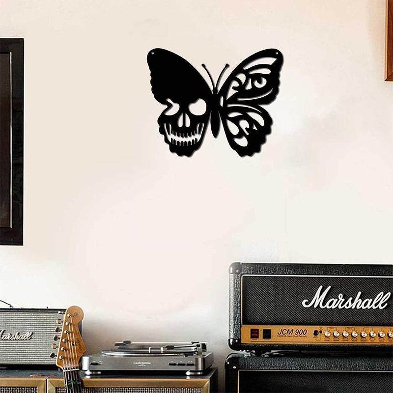 Metal Skull Butterfly Wall Decoration