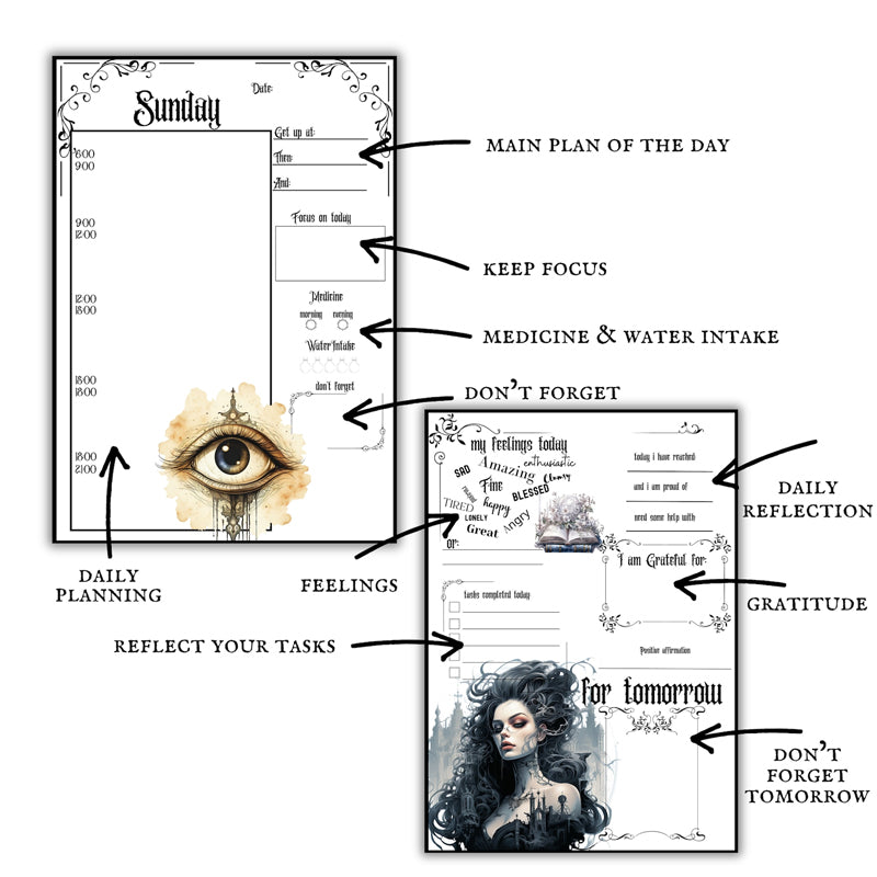 Gothic Planner Pages ADHD Planner