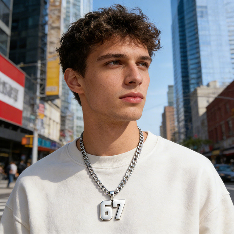 Stainless Steel Sports Number Chain Necklace