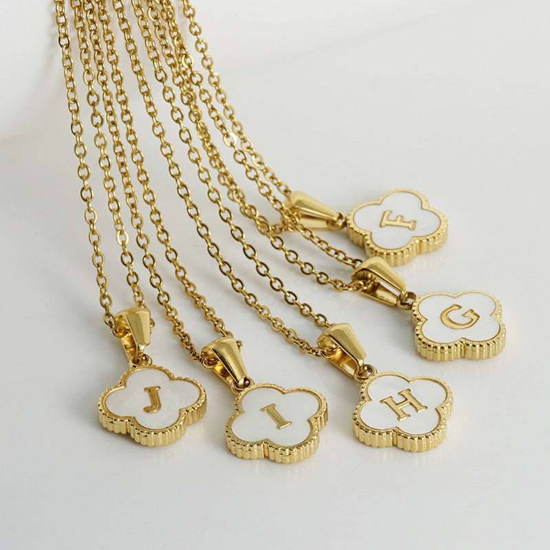 Four Leaf Clover Monogram Necklace