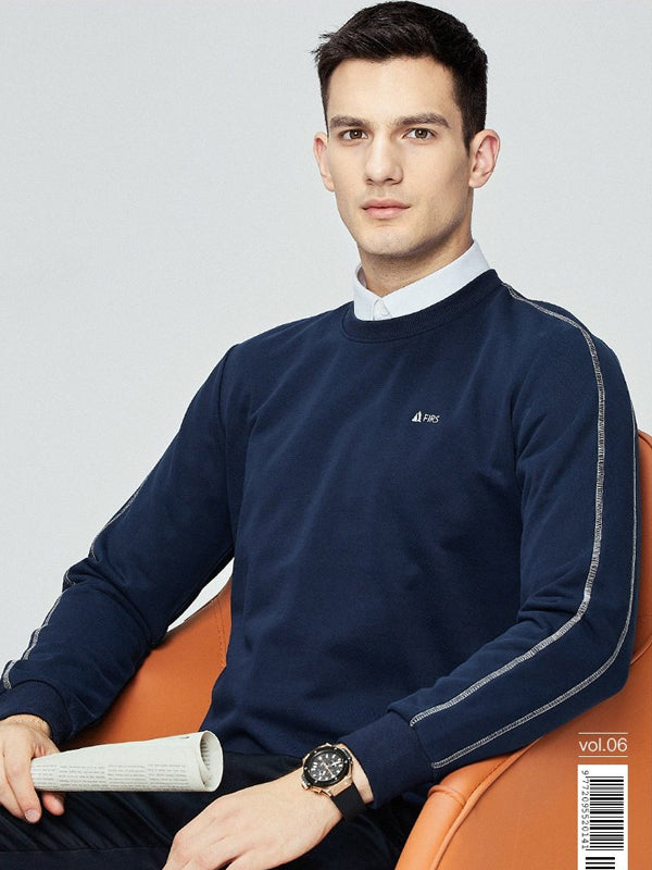 Contrast Embroidered Crew Neck Pullover Top