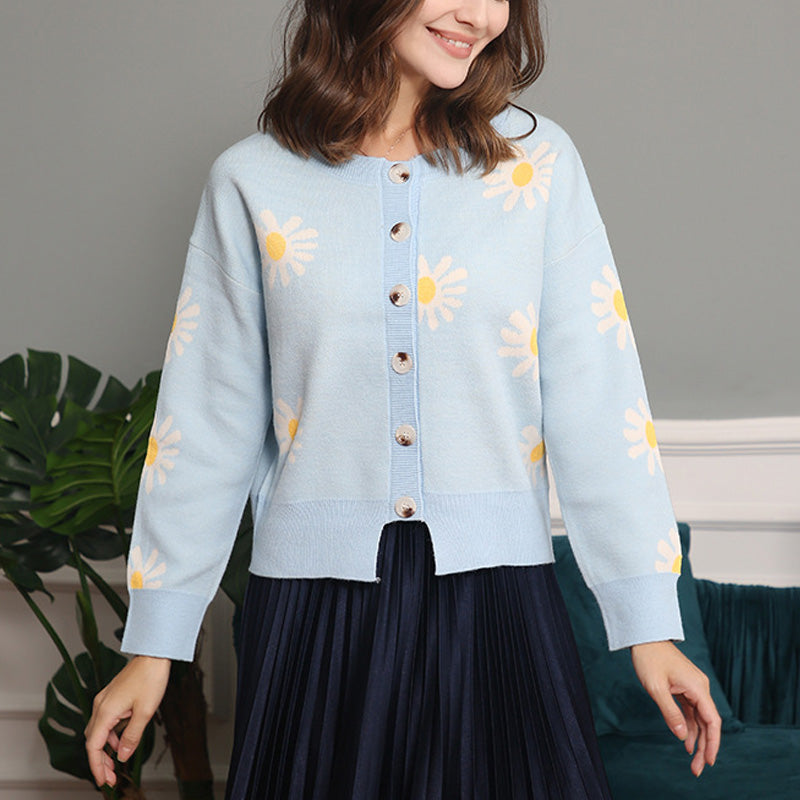 Autumn Chrysanthemum Embroidered Sweater