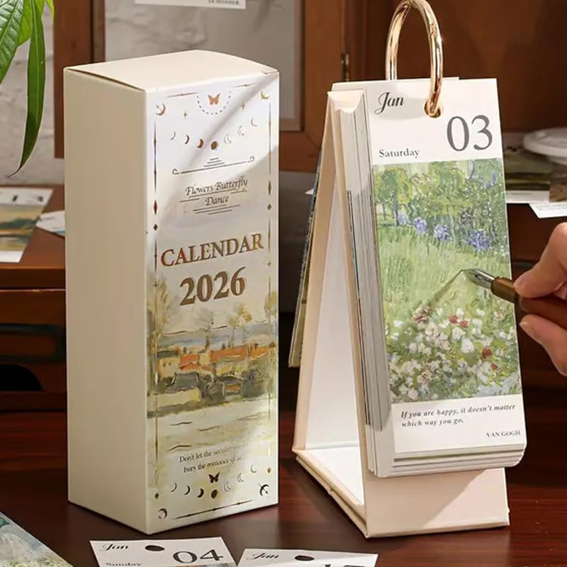 2026 Vintage Oil Painting Flip Calendar