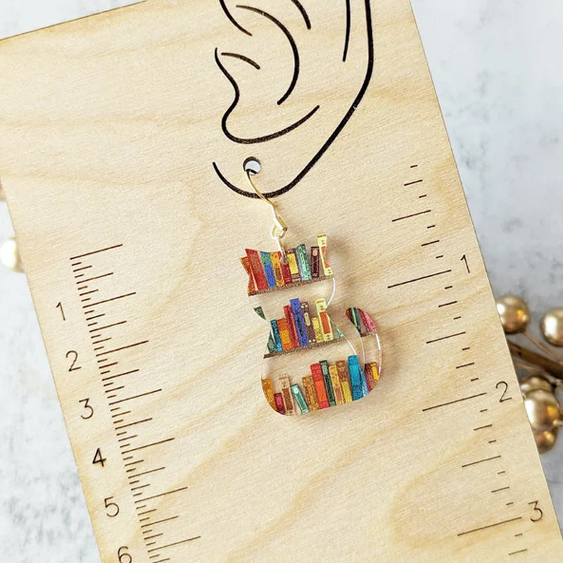 Cat Earrings With Books