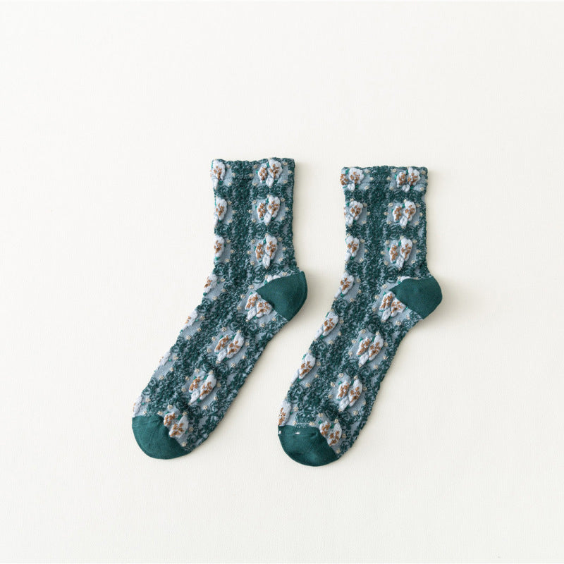 Retro Floral Cotton Socks