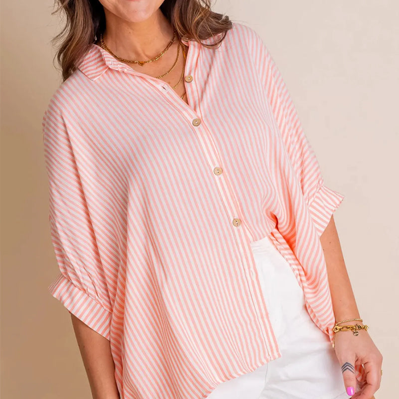 Brand New Loose Striped Baggy Button Shirt
