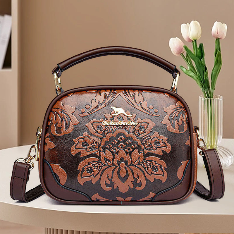 Floral Embossing Handbag For Women