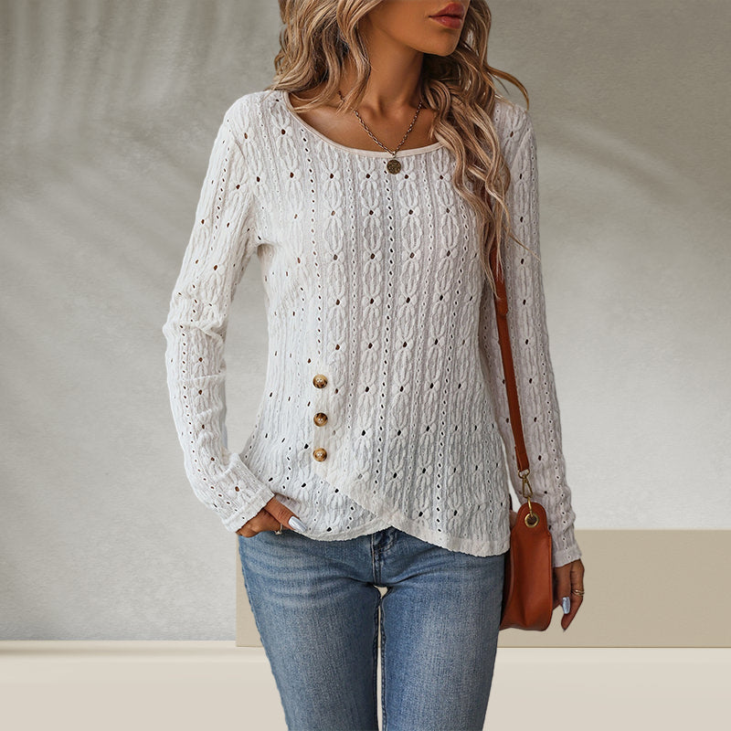 Skeleton Jacquard Button Down Blouse