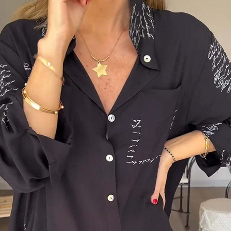 New Letter Print Fashion Lapel Shirt-Pre Sale