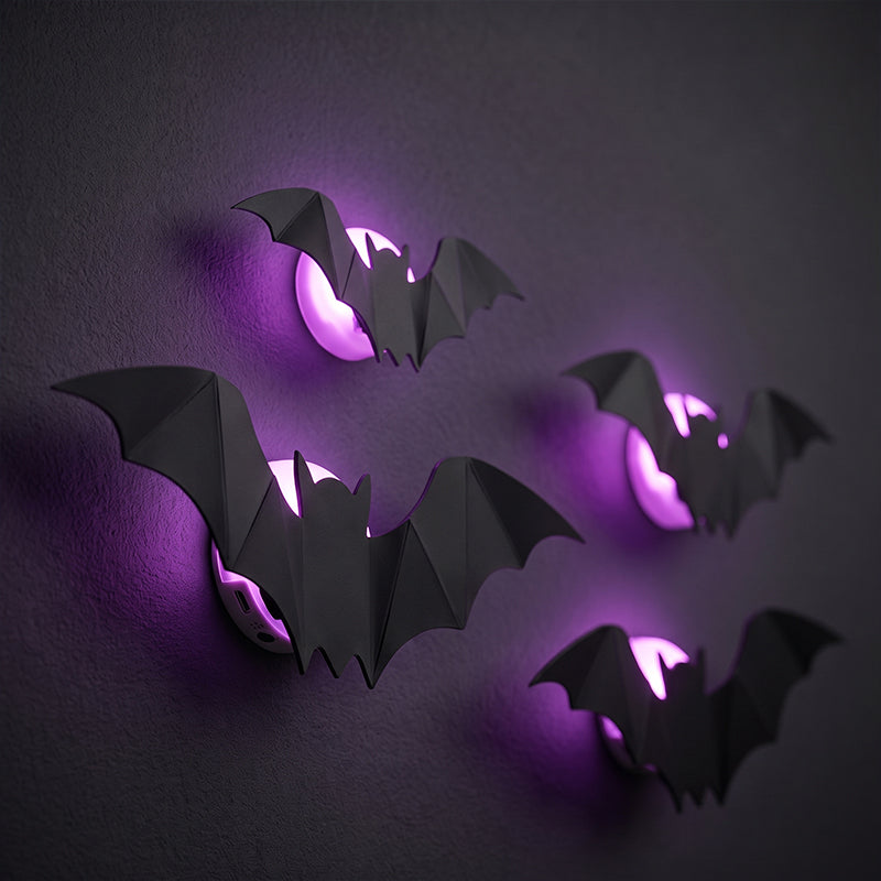 3D Halloween Bat LED Wall Decor Set