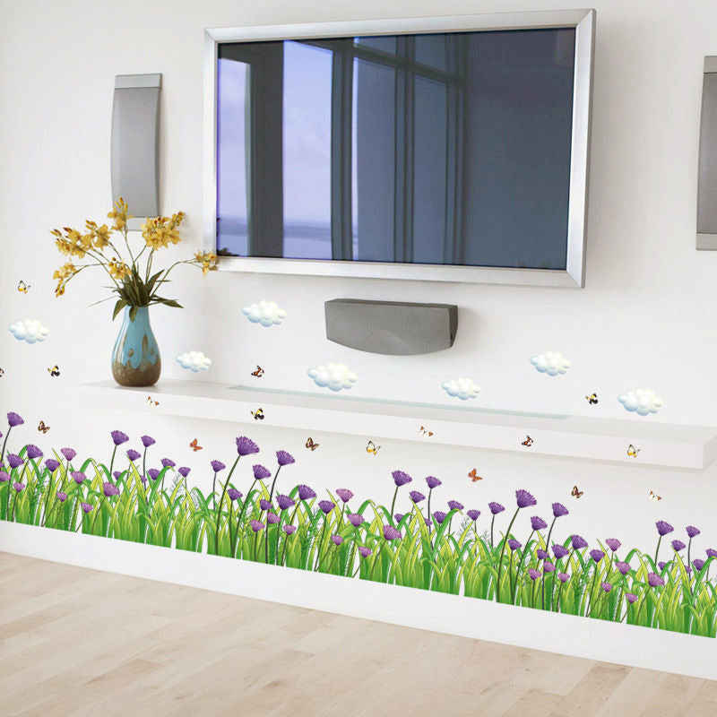 Nature 3D Flowers Green Grass Wall Decoration