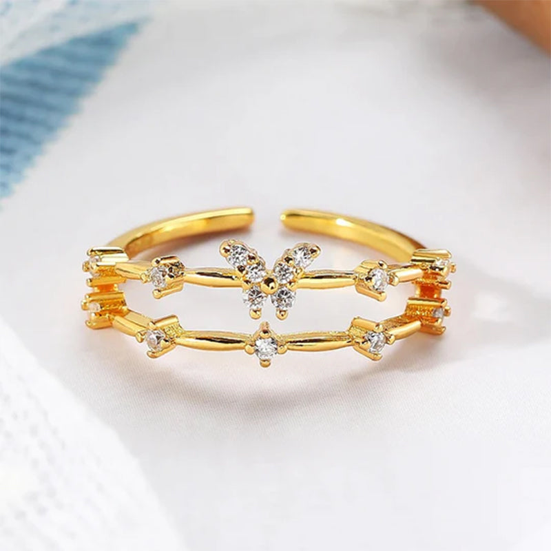 Double Butterfly Zircon Ring