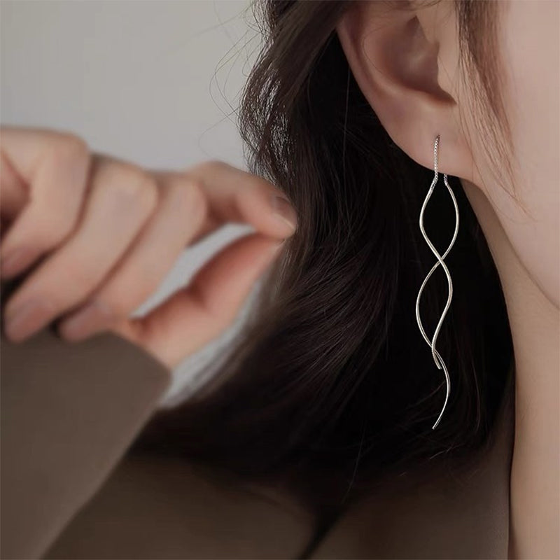 Double Wave Threader Earrings