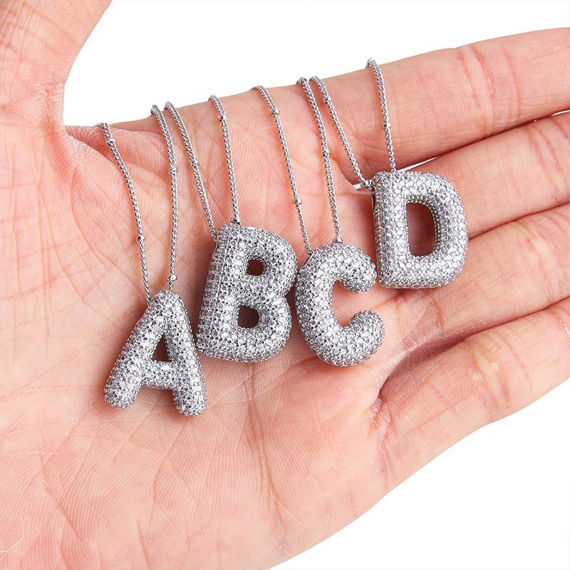 Alphabet Diamond Pendant Necklace