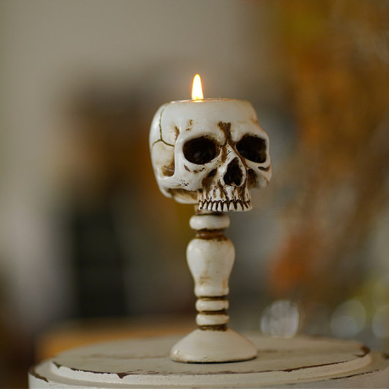 Cubic Skull Pillar Candle Holder