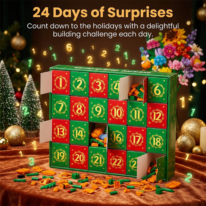 Christmas Countdown Blind Box: Flower Bouquet Building Blocks