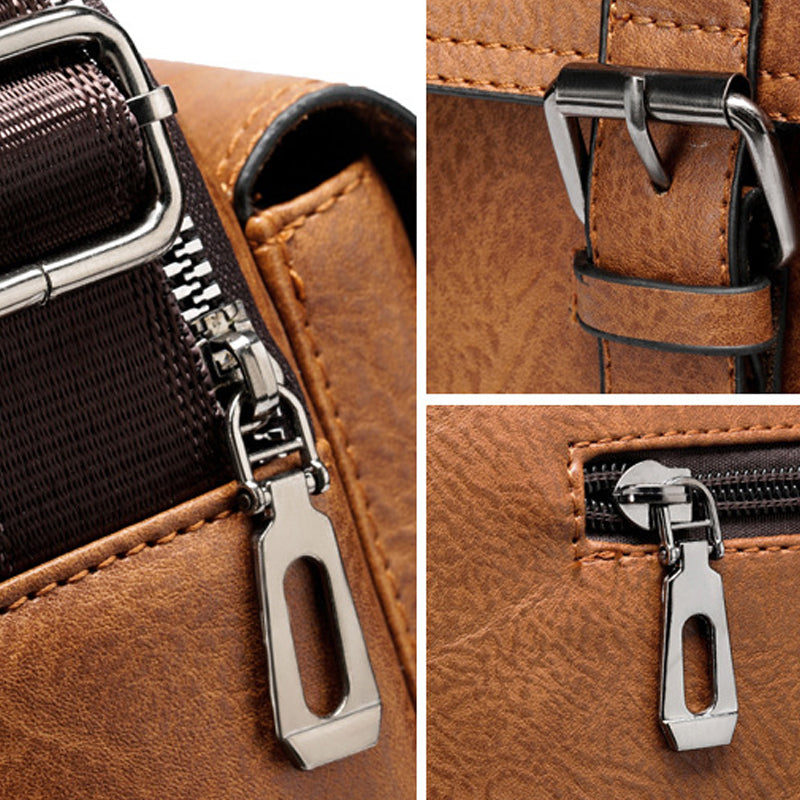 Waterproof Vintage Leather Briefcase Shoulder Bag