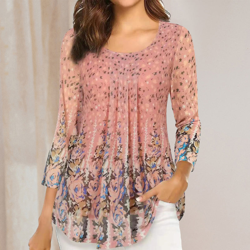 Floral Print Long Sleeve Casual Blouse