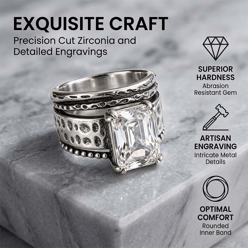 Bold Wide-Face Zircon Statement Ring