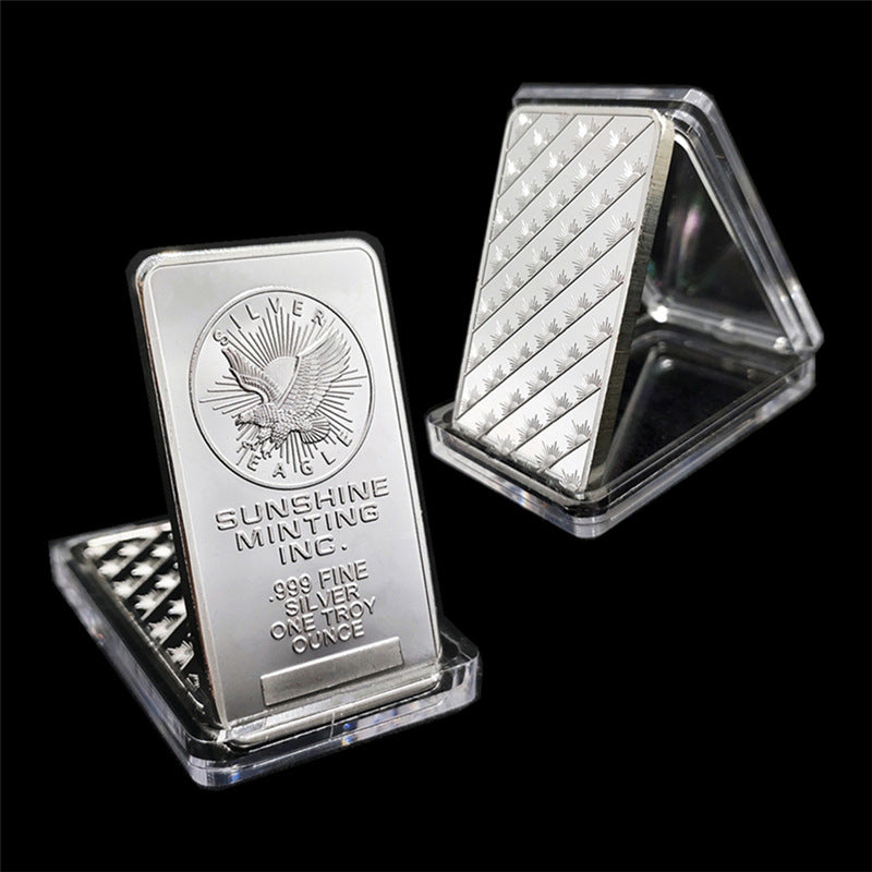 Embossed Large Eagle Square Silver Bar