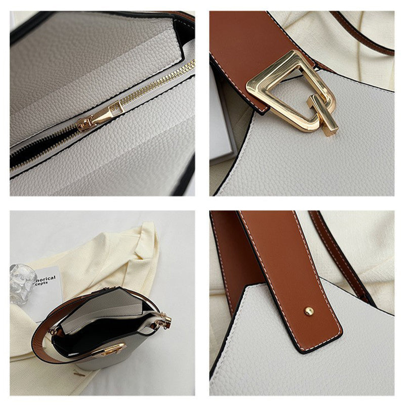 Color Clashing Shoulder Bucket Bag