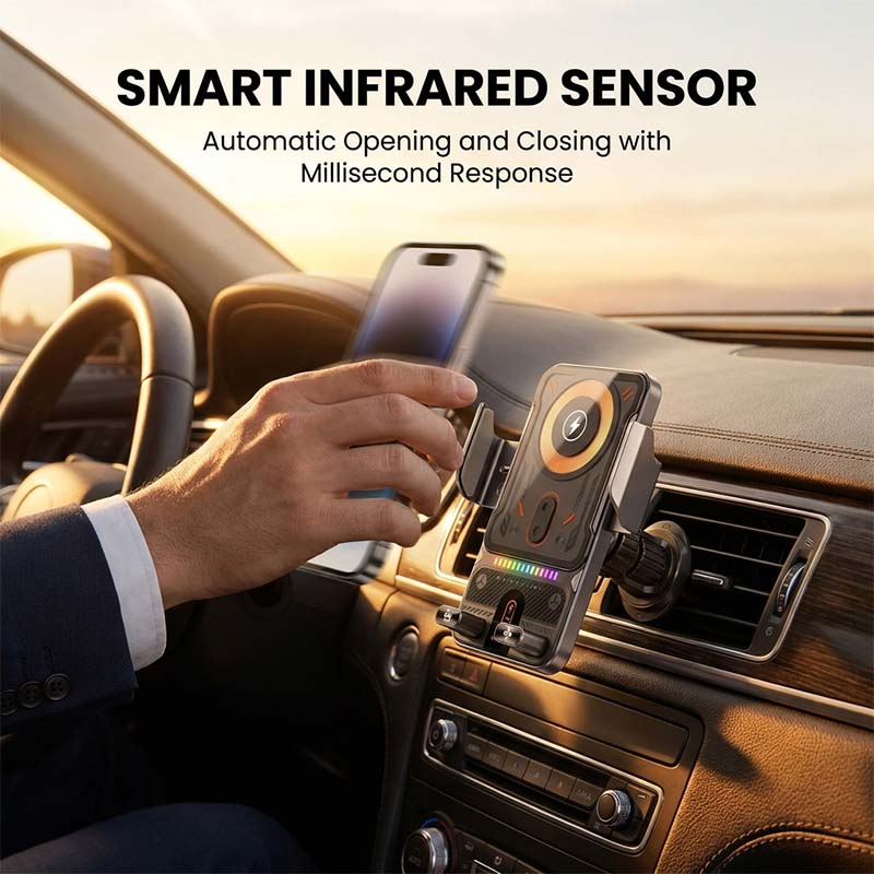 2-In-1 Auto-Rotating Car Phone Holder & Wireless Charger
