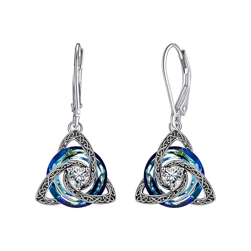 Elegant Celtic Knot Birthstone Drop Earrings