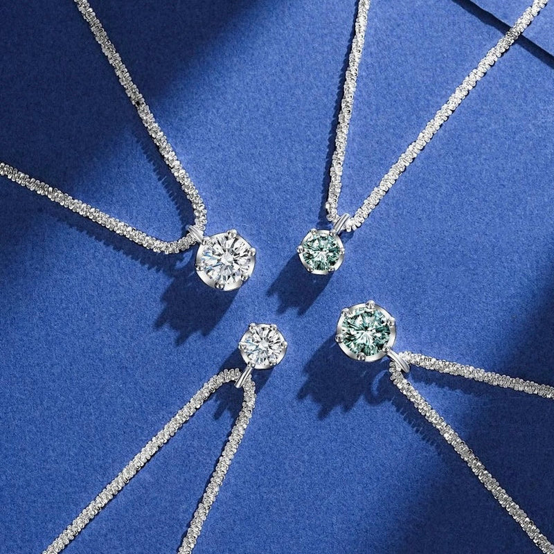 Six Prong Moissanite Necklace
