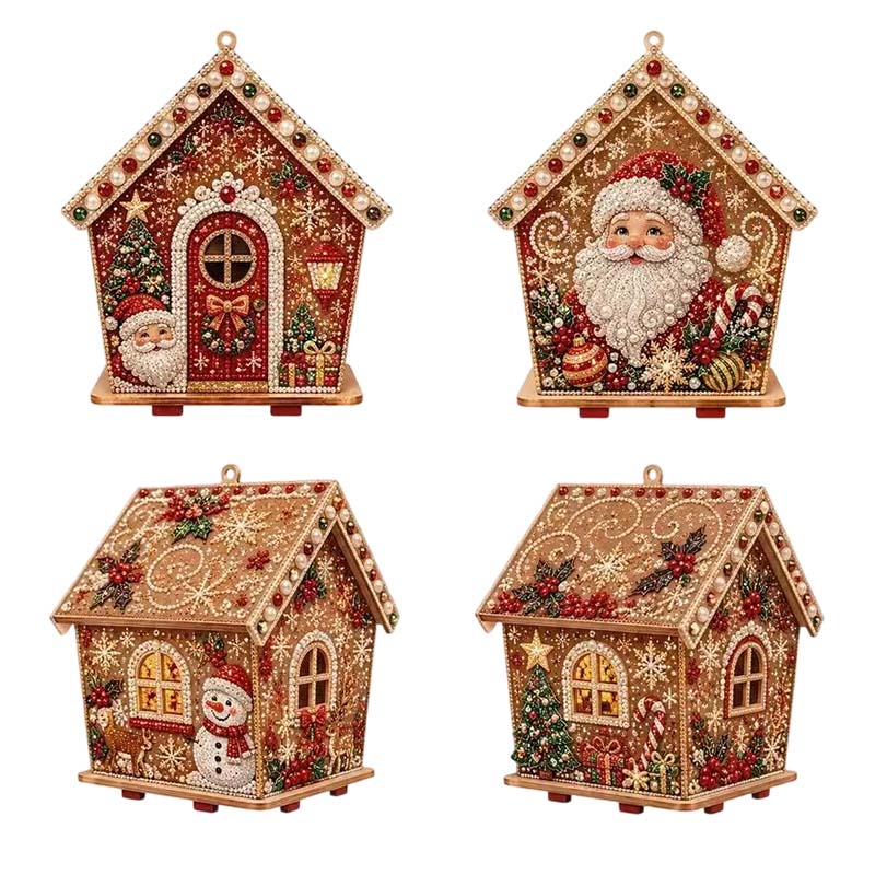 Christmas Cottage Diamond Paintings Hanging Ornament Kit
